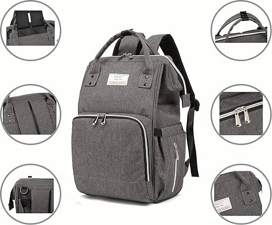 Borsa da spalla con cuscino di appoggio, grande borsa da lavanderia, multifunzionale, borsa da scuola (Grigio scuro)