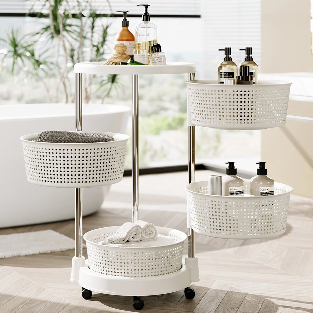 Carrello da Cucina Acciaio Inossidabile 4 Ripiani Apribili Carrellino Salvaspazio