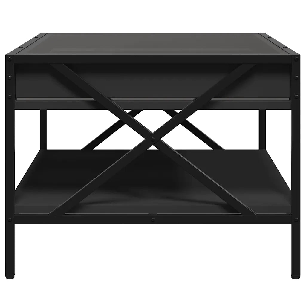 Tavolino da Salotto con LED Infinity-Tavolino da soggiorno Nero 70x50x38 cm