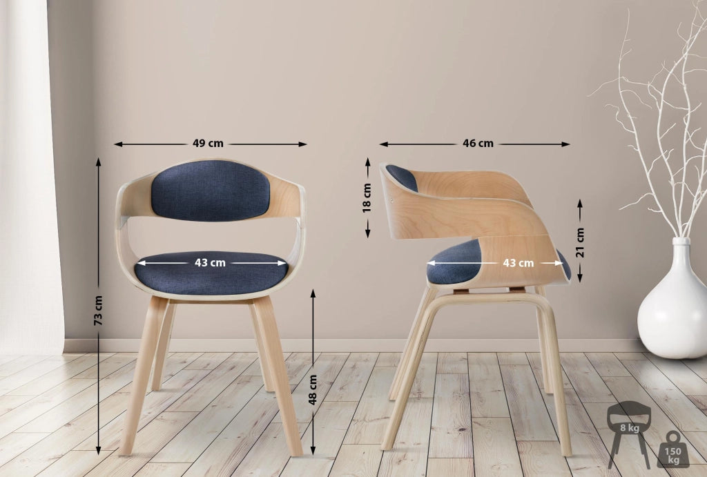 Sedia Kingston in Tessuto Natura/blu
