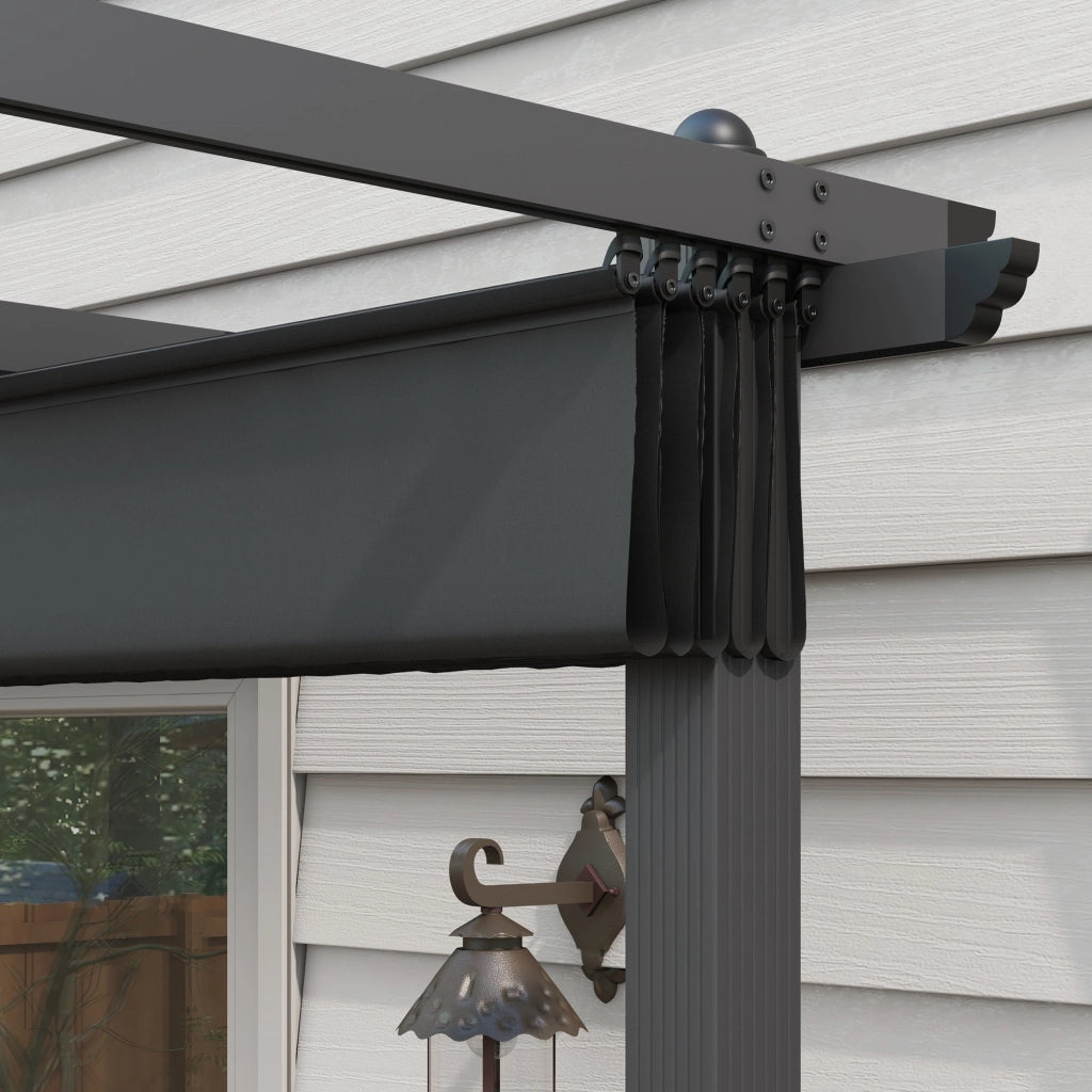 Pergola Gazebo 4x3 m con 8 Fori di Drenaggio in Alluminio Metallo e Poliestere Grigio Scuro