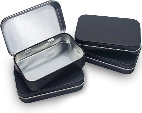 Set di 4 scatole metalliche per conservazione di caramelle e piccoli oggetti - 95 x 60 x 22 mm - Scatola di conservazione in formato compatto