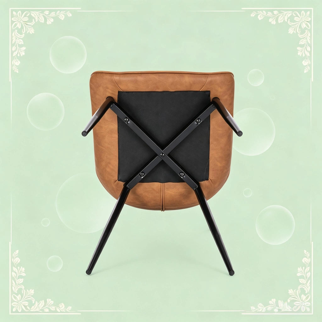 Sedia da pranzo Set da 2 con Schienale Ergonomico Curvo e Piedini Antiscivolo in Similpelle Marrone Chiaro