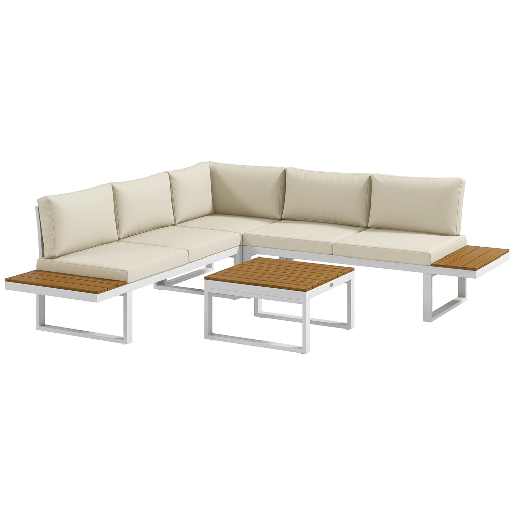 Set Divano Esterno 2 Pezzi Angolare con Cuscini ¨C Zephmum ¨C Crema