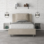 Letto imbottito Piazza e mezzo 110x200 cm Antea - Con rete,Microfibra,Sabbia