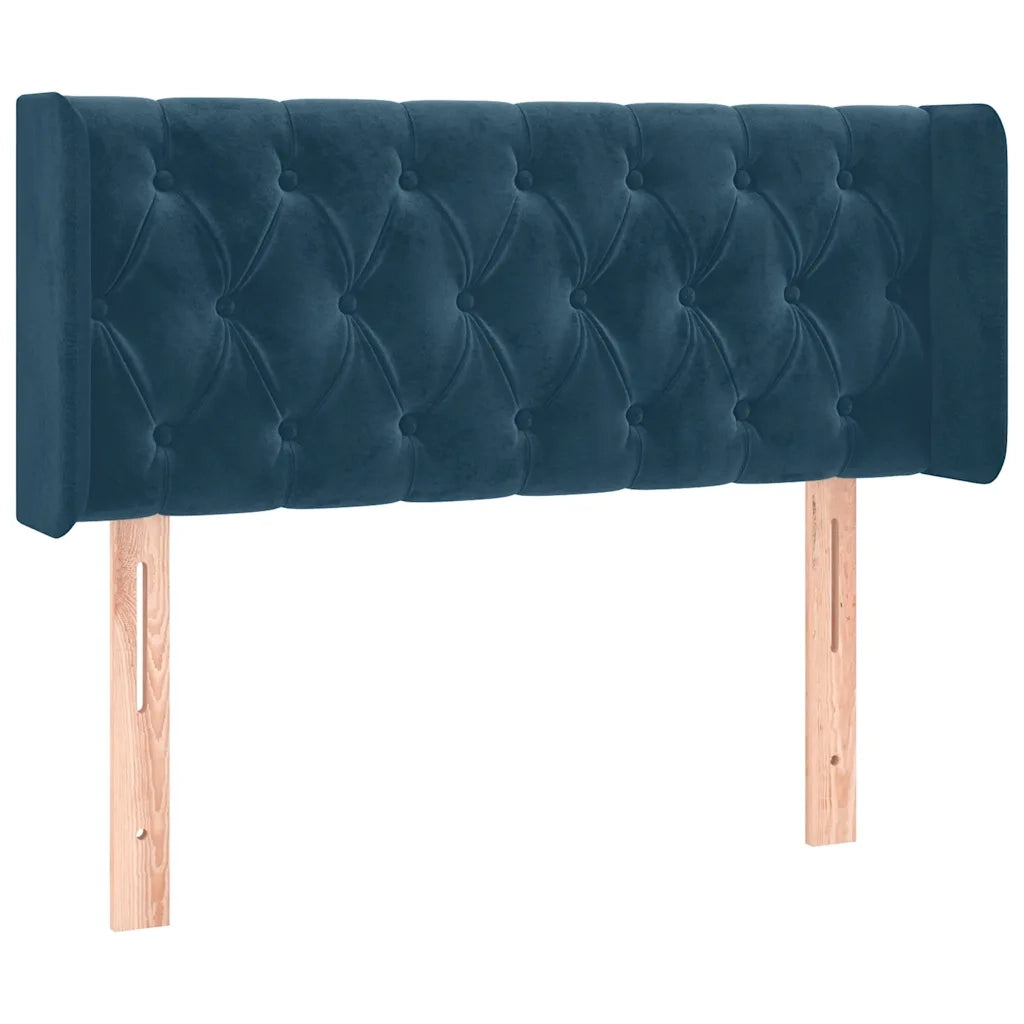 Testiera ad Orecchio-Testata con Orecchie Blu Scuro 103x16x78/88 cm in Velluto 222063