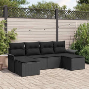 Set Divano da Giardino con archiviazione 6 pcs Nero polyrattan