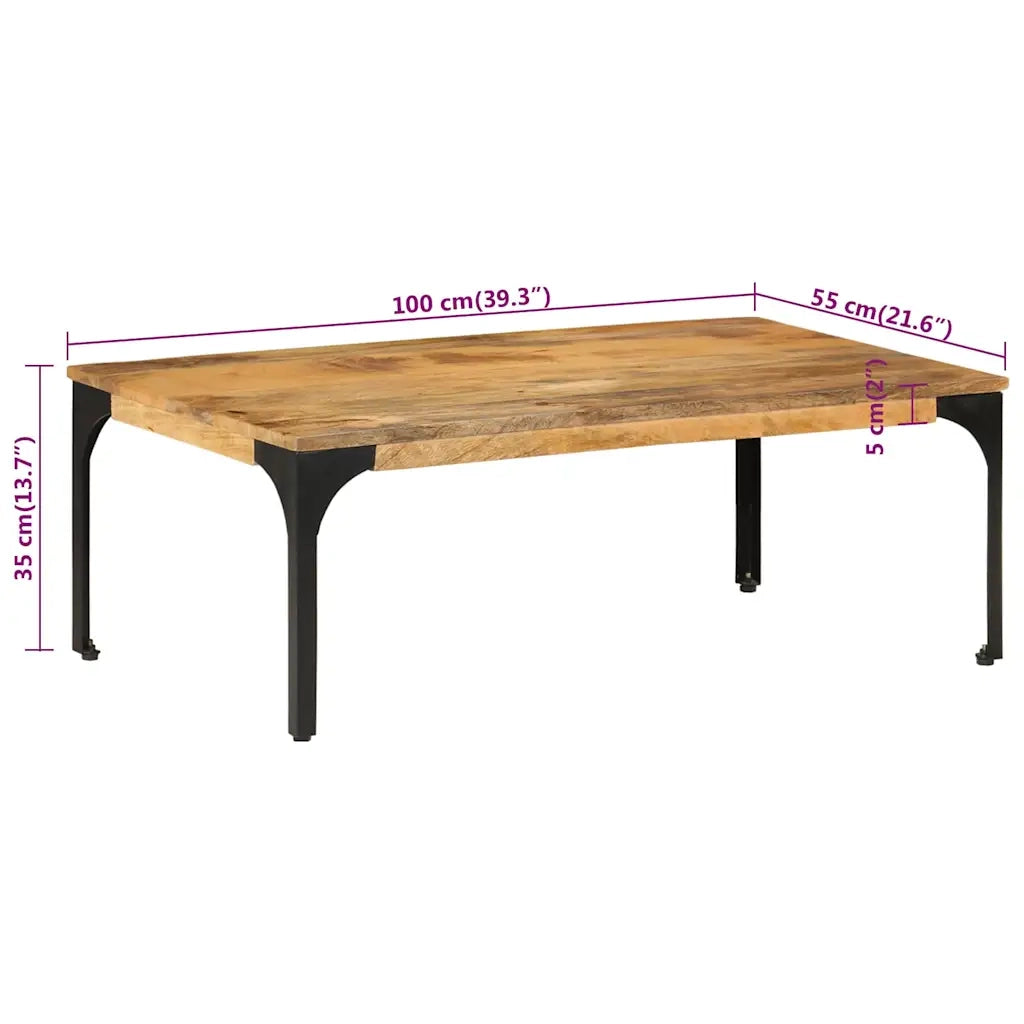 Tavolino da Salotto 100x55x35 cm in Legno Massello di Mango 352018
