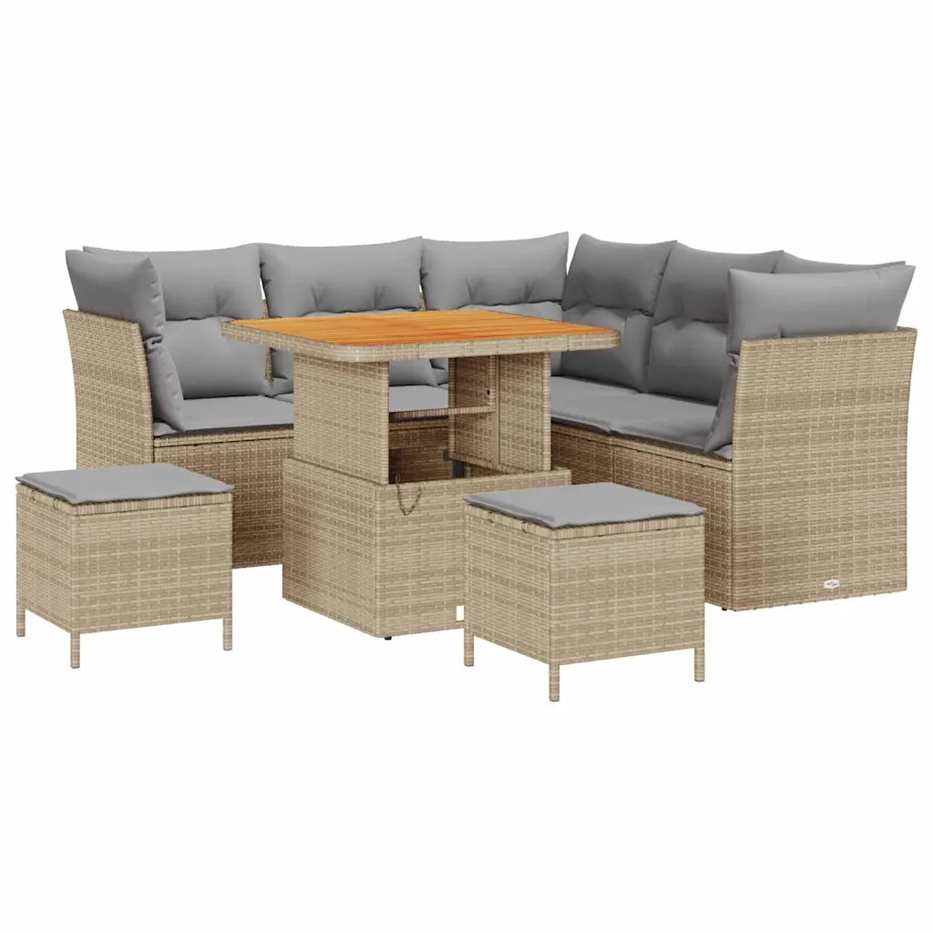 Set Divano da Giardino con cuscino 8 pcs beige e grigio chiaro 3363432