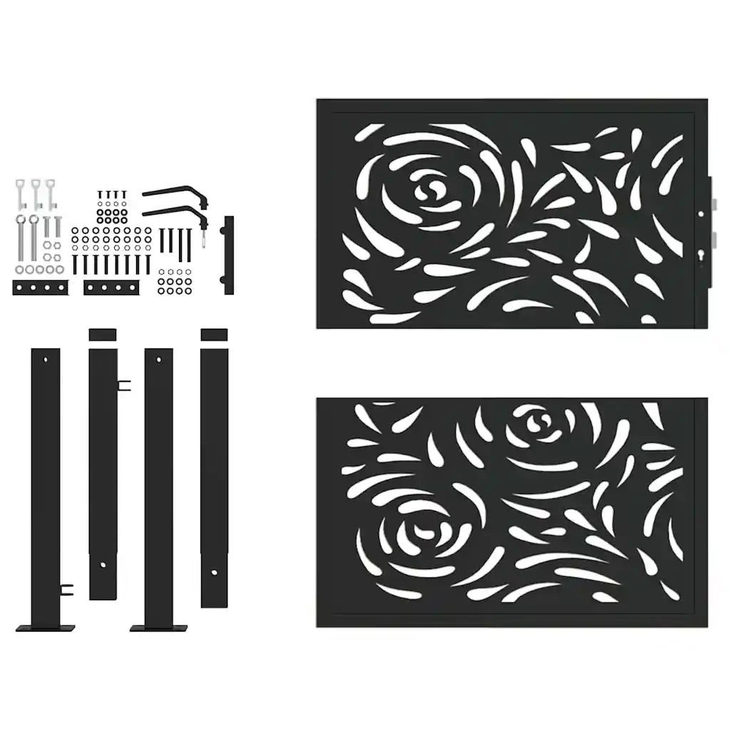 Cancello da giardino nero 100x100 cm in acciaio con design a fiamma 4100989