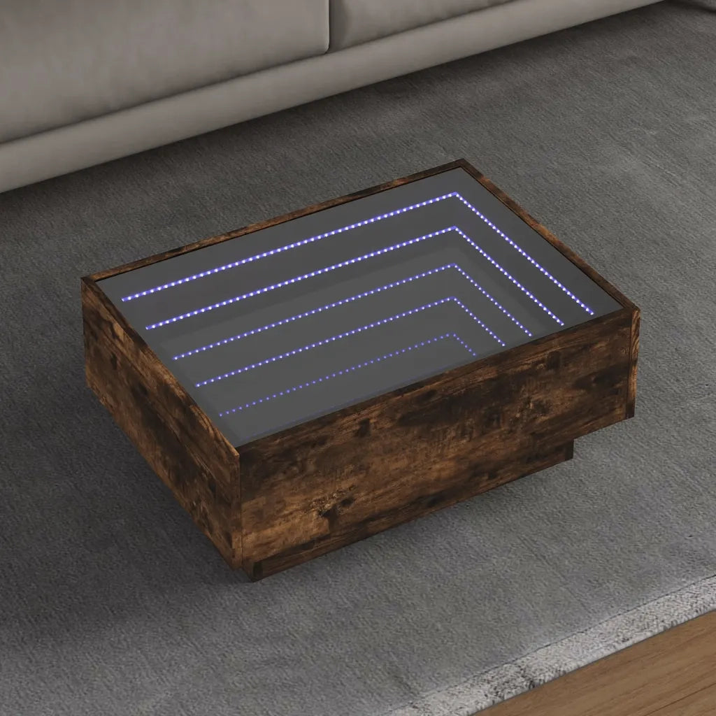 Tavolino salotto | Tavolino da caff¨¨ | Tavolino da Soggiorno con LED Rovere Fumo 70x50x30 cm Multistrato