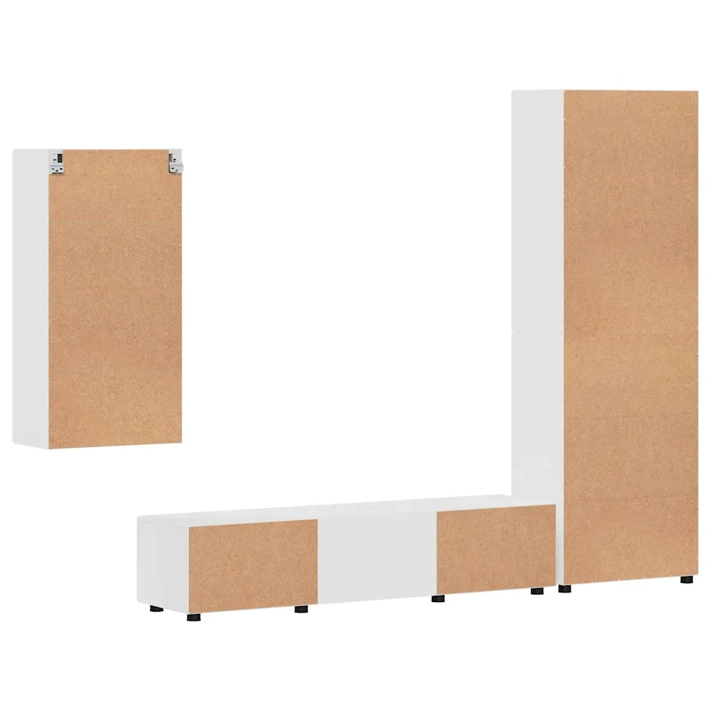 Set mobile TV FLORIN 3 pcs Bianco Lucido Legno multistrato 3397948