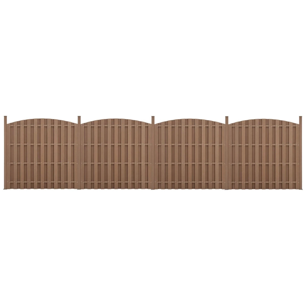 Recinzione frangivento/schermo per la privacy semicircolare in legno composito WPC 4 pezzi 185 x 747 cm marrone 03_0000228