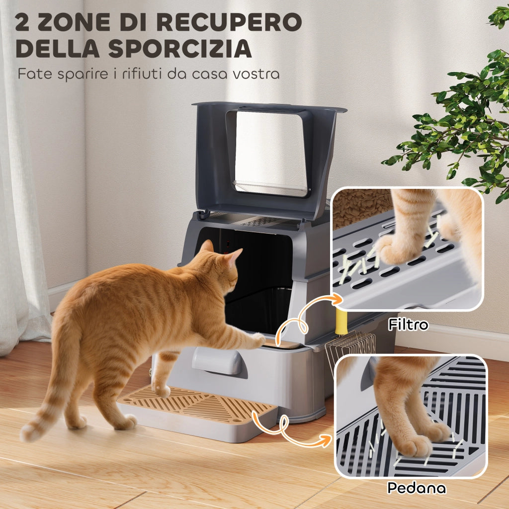 Lettiera per Gatti Chiusa ¨C zephmum ¨C Grigio Scuro, ABS, Acciaio Inox, 63x43x43 cm