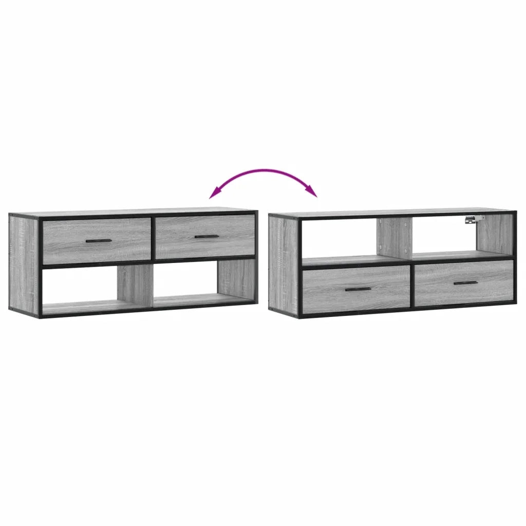 Mobile TV Grigio Sonoma 100x31x39,5cm Legno Multistrato Metallo