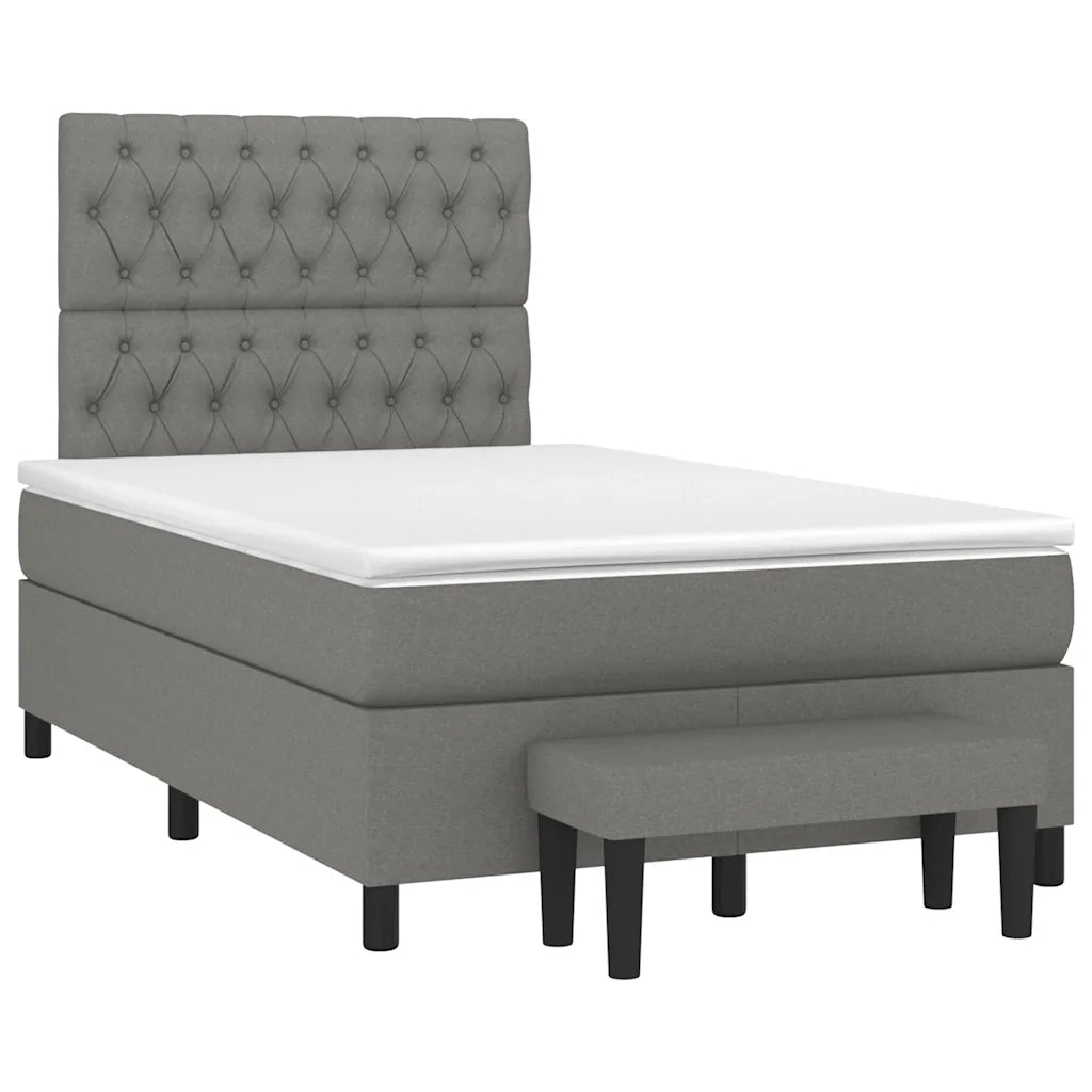 Giroletto a Molle con Materasso Grigio Scuro 120x190cm Tessuto