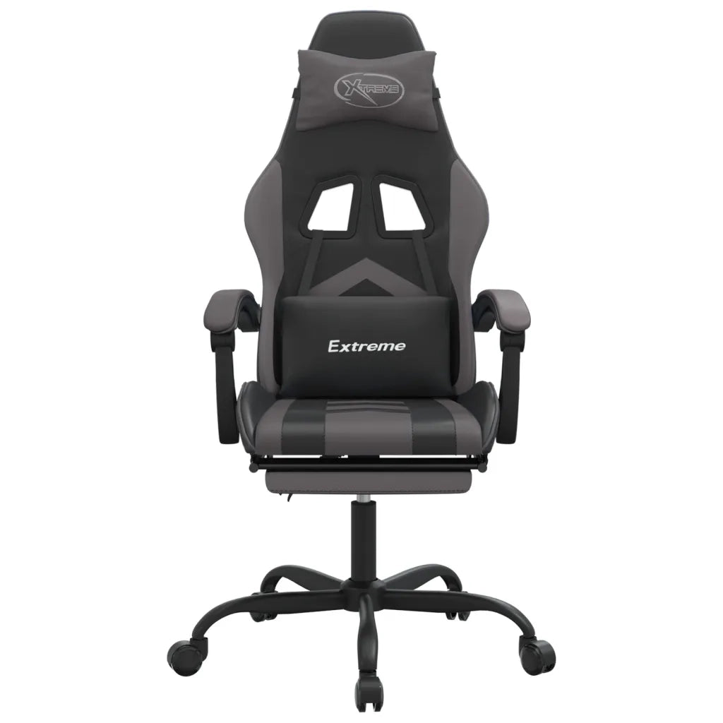 Sedia da Gaming con Poggiapiedi Nero e Grigio in Similpelle 3143906