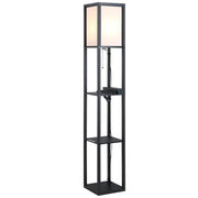EasyComfort Lampada da Terra Moderna, Lampadina Illuminazione Interna Salvaspazio con Ripiani da Soggiorno Cotone, MDF 26 x 26 x 160 cm Nero e Bianco