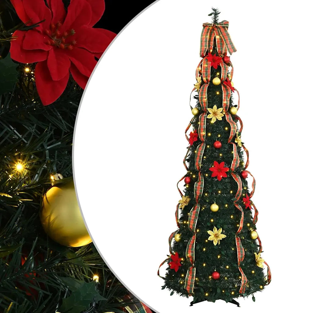 Albero di Natale | Decorazioni natalizie artificiale con 150 LED Verde 185 cm PVC