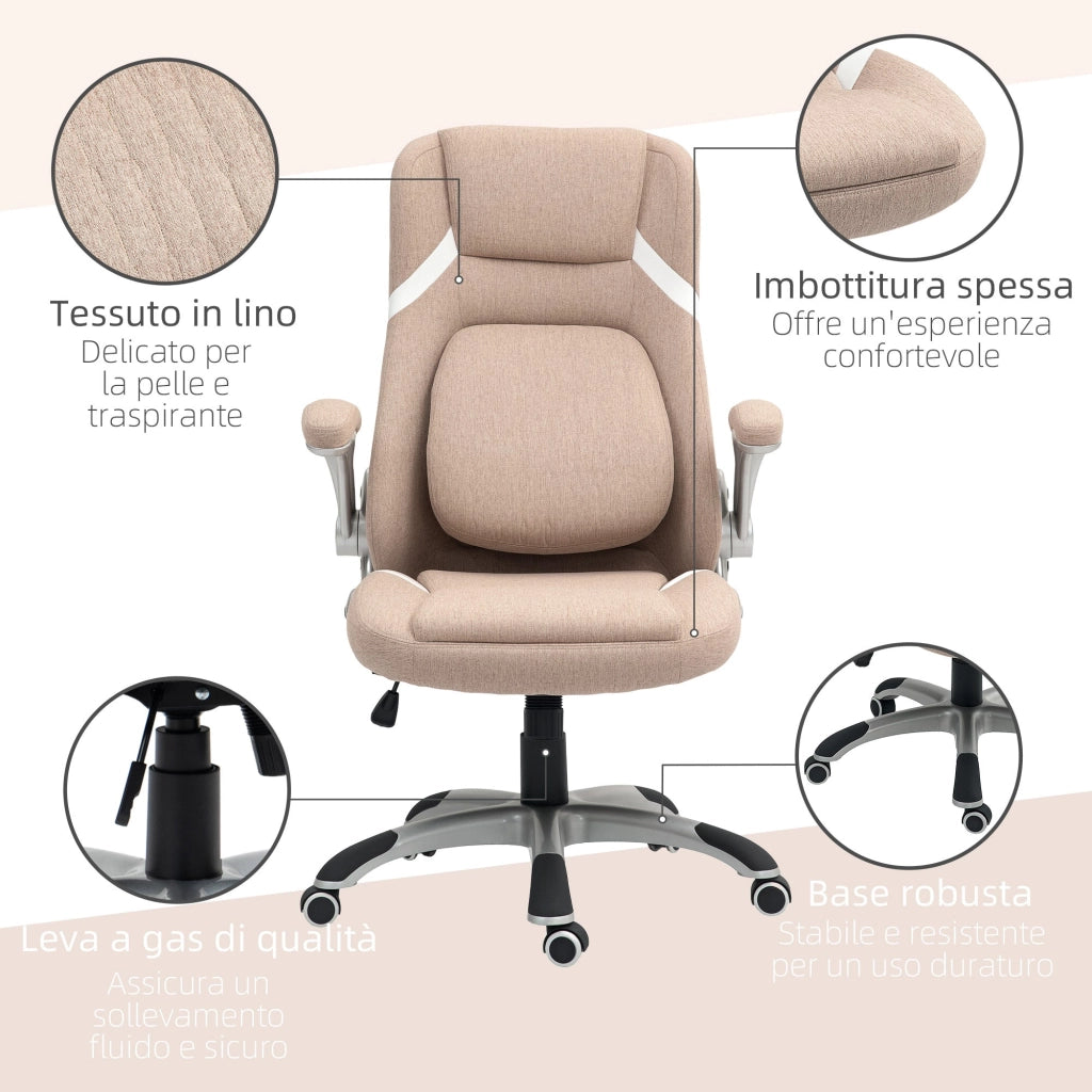 Sedia Operativa da Ufficio Reclinabile 68x76x109-117 cm Marrone Chiaro