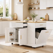 ISOLA DA CUCINA CON RUOTE 120x50x92 cm BIANCO MDF E METALLO