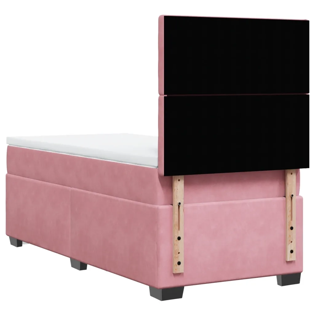 Giroletto a Molle con Materasso Rosa 90x200 cm in Velluto 3290827