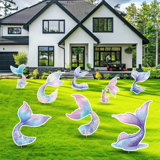 Decorazione per Feste di Giardino Set di 8 pezzi con Tema Sottomarino - Decorazione per Erba con Stella del Mare - Fornitura di Compleanni