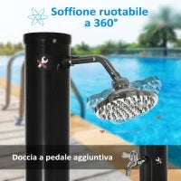 Doccia Solare da 20L con Rubinetto Inferiore e Temperatura Regolabile, in Lega di Zinco, 15.5x15.5x222 cm, Nero