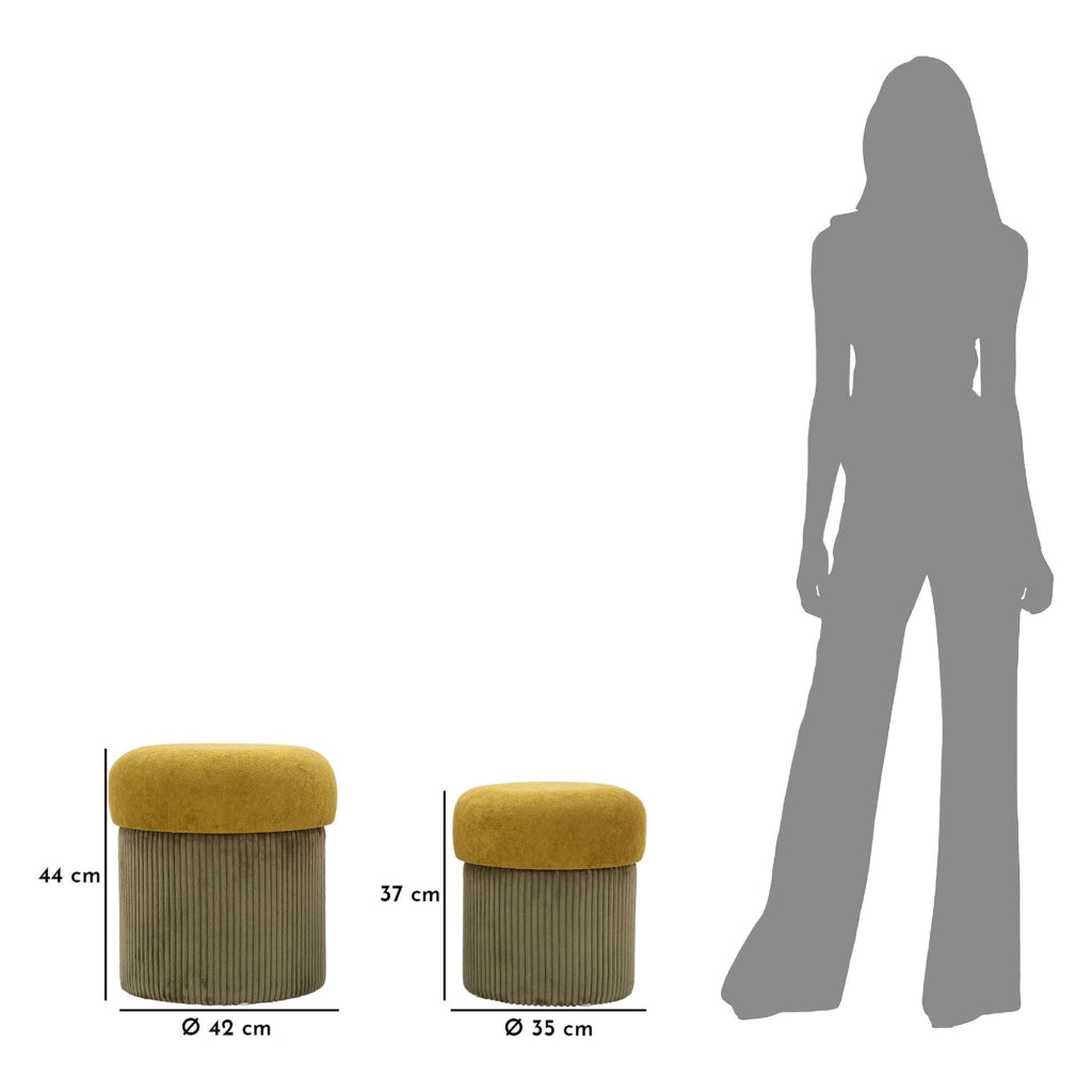 Outjo, Pouf Contenitore set da 2, 42x42x44h cm Marrone Terracotta