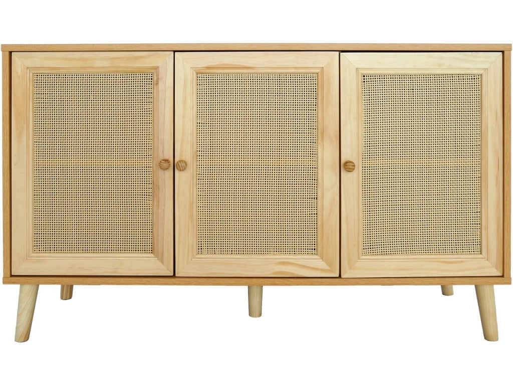 Credenza in stile canna "Neuille" - 120 x 40 x 71,5 cm - Beige