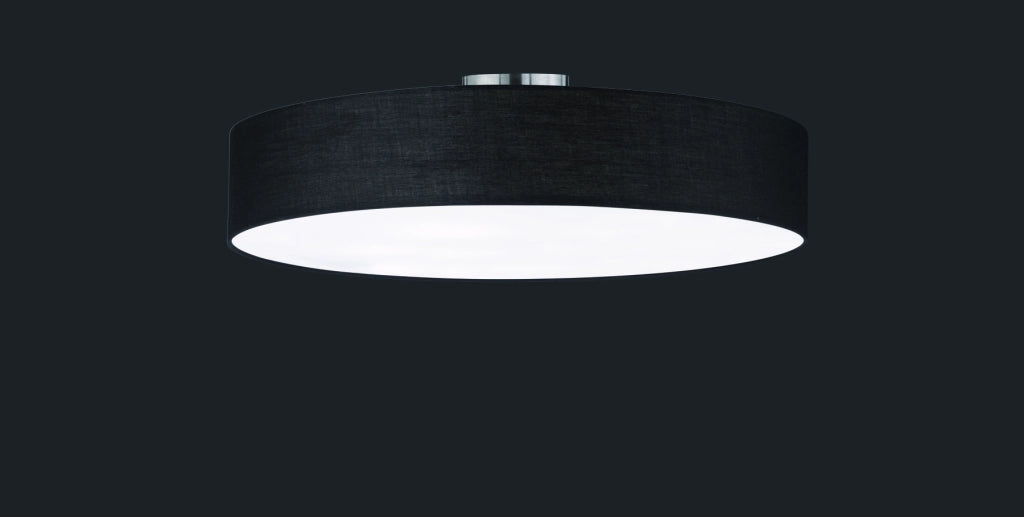 Plafoniera Soffitto Interno Tonda 10W 5 Luci Diffusore Tessuto Nero GD Trio