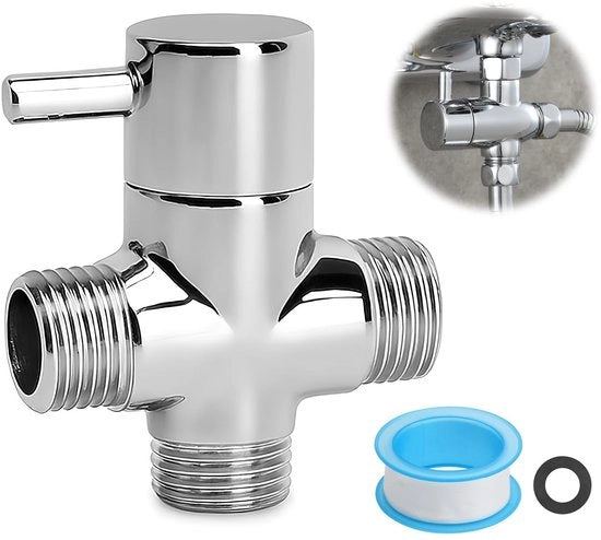 Adattatore 3 vie per doccia - G1/2 - T - Adattatore in ottone - Cartridge ceramica - Senza perdite - Adattatore per doccia