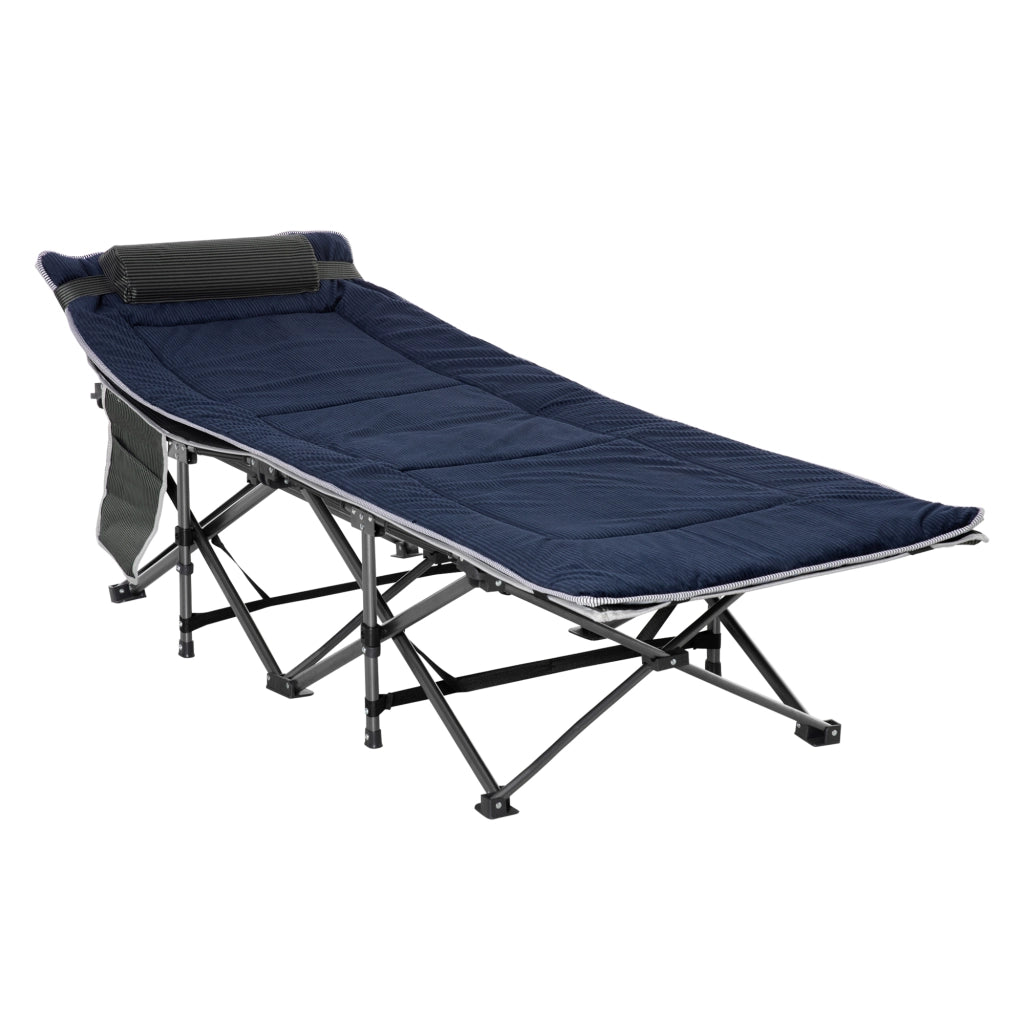 Letto da Campeggio con Cuscino e Telaio in Acciaio ¨C Zephmum ¨C 188x64,5x53 cm Blu