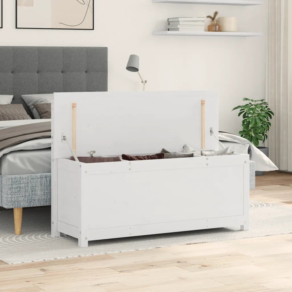 Panca Bianca 110x41x76,5 cm in Legno Massello di Pino 823555