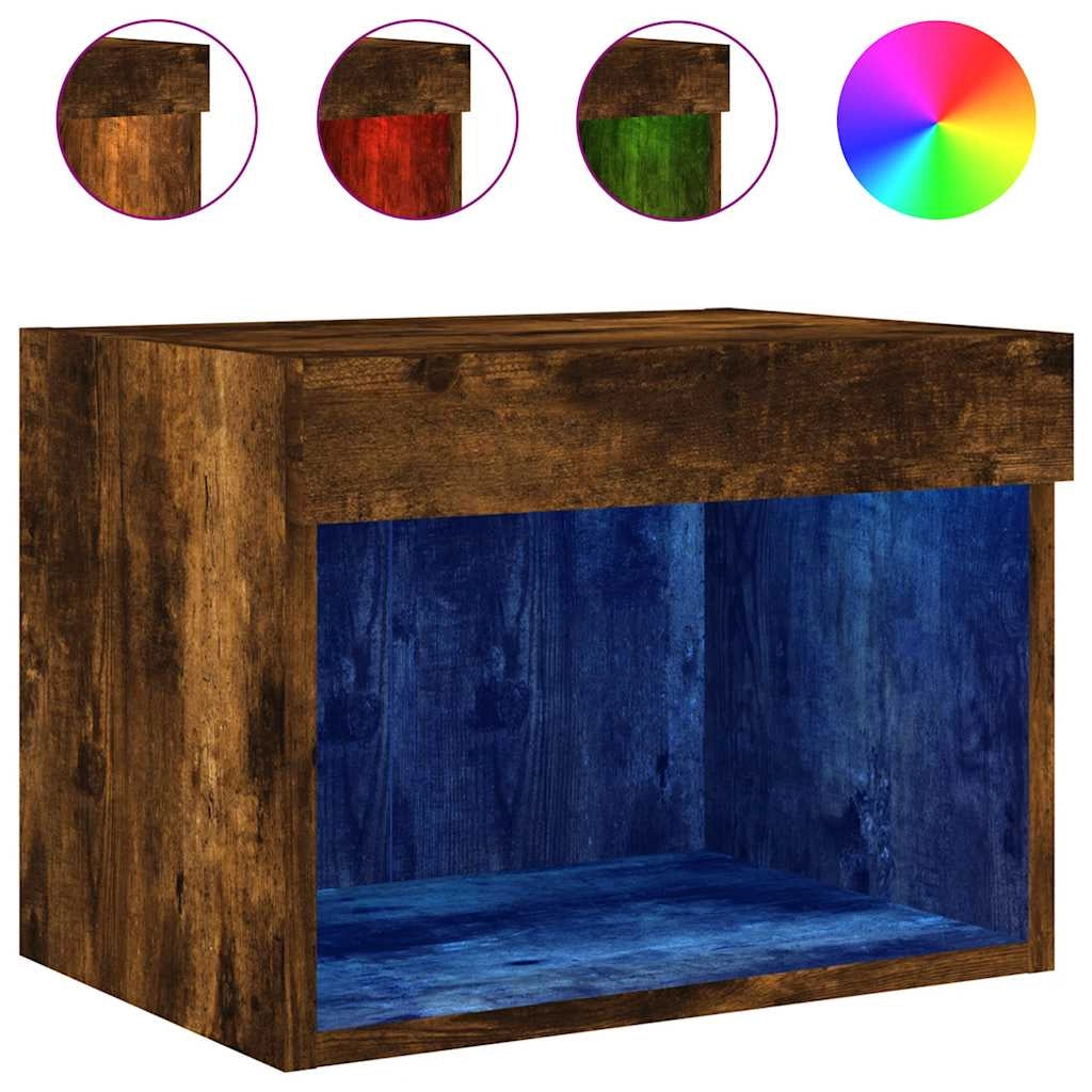 Comodino con Luci LED a Parete Rovere Fumocod mxl 134021