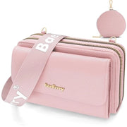 Portamonete con cinturino da spalla - Borsa da spalla - Portafoglio con 8 tasche per carte - Cinturino da spalla regolabile - Grande capacità - Pelle in PU - Borsa da spalla