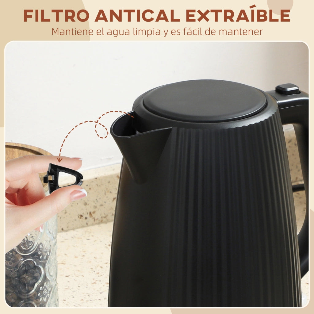 Bollitore Elettrico 1,7L 2200W ¨C Zephmum ¨C Nero con Filtro Anticalcare e Base Girevole 360¡ã