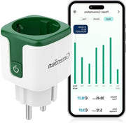 Contatore di corrente - misurazione del consumo elettrico - contatore WiFi - 16A - timer - verde scuro - 1 pezzo