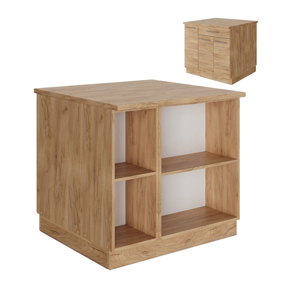 Vicco isola cucina Quercia dorata 90 cm con cassetto, senza piano di lavoro