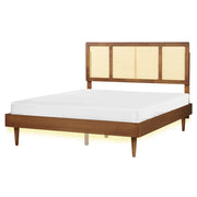 Letto moderno con rete a doghe testata a treccia viennese in legno chiaro con LED 140 x 200 cm camera da letto