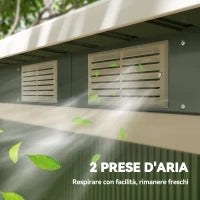 Casetta da Giardino Porta Utensili in Lamiera di Acciaio con Fondazione, Capanno da Giardino in Acciaio con Porte Scorrevoli, 280x130x172cm, Verde Chiaro