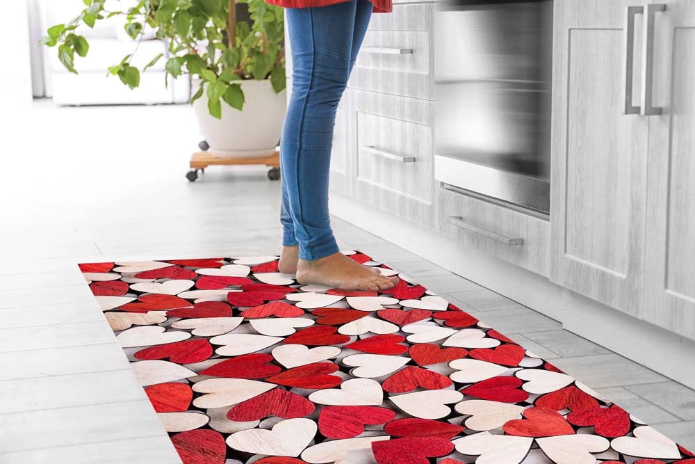 Tappeto Cucina Antiscivolo Made in Italy Passatoia Antimacchia Multiuso Corridoio Soggiorno Lavabile in Lavatrice - Mille Cuori - 50x100 cm