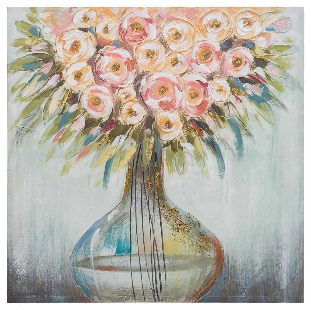 Quadro dipinto a mano con rilievo bianco 80x80x3h