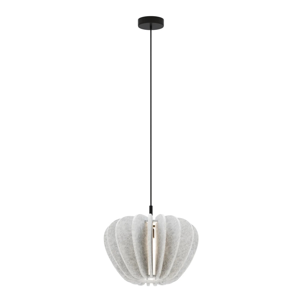 Sospensione Contemporanea Cambio Alluminio Nero Feltro Grigio Chiaro 1 Luce E27