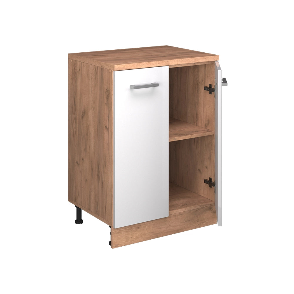Mobile per mansarda Rion Bianco lucido/Rovere dorato 60 x 83.8 cm senza inclinazione con 2 ante Vicco