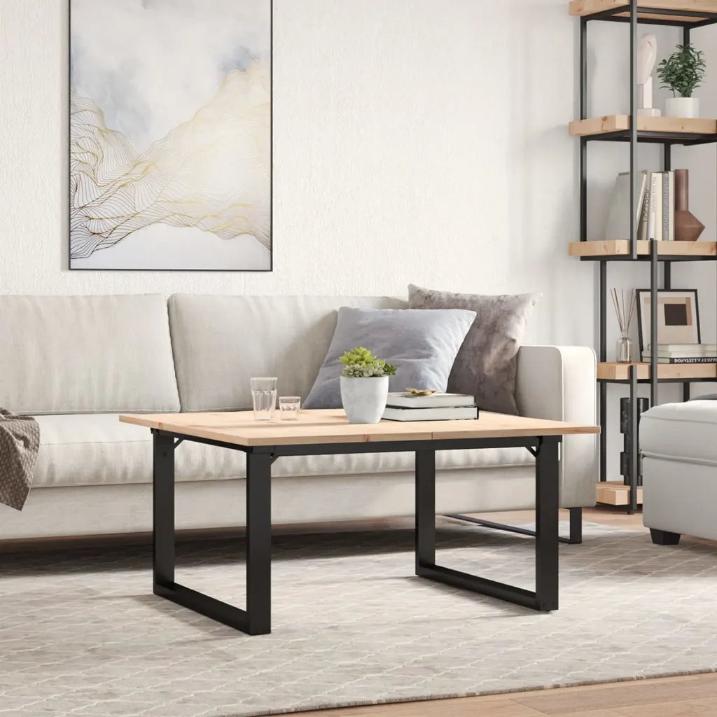 Tavolino da Salotto Telaio a O 80x80x45cm Legno Pino e Acciaio