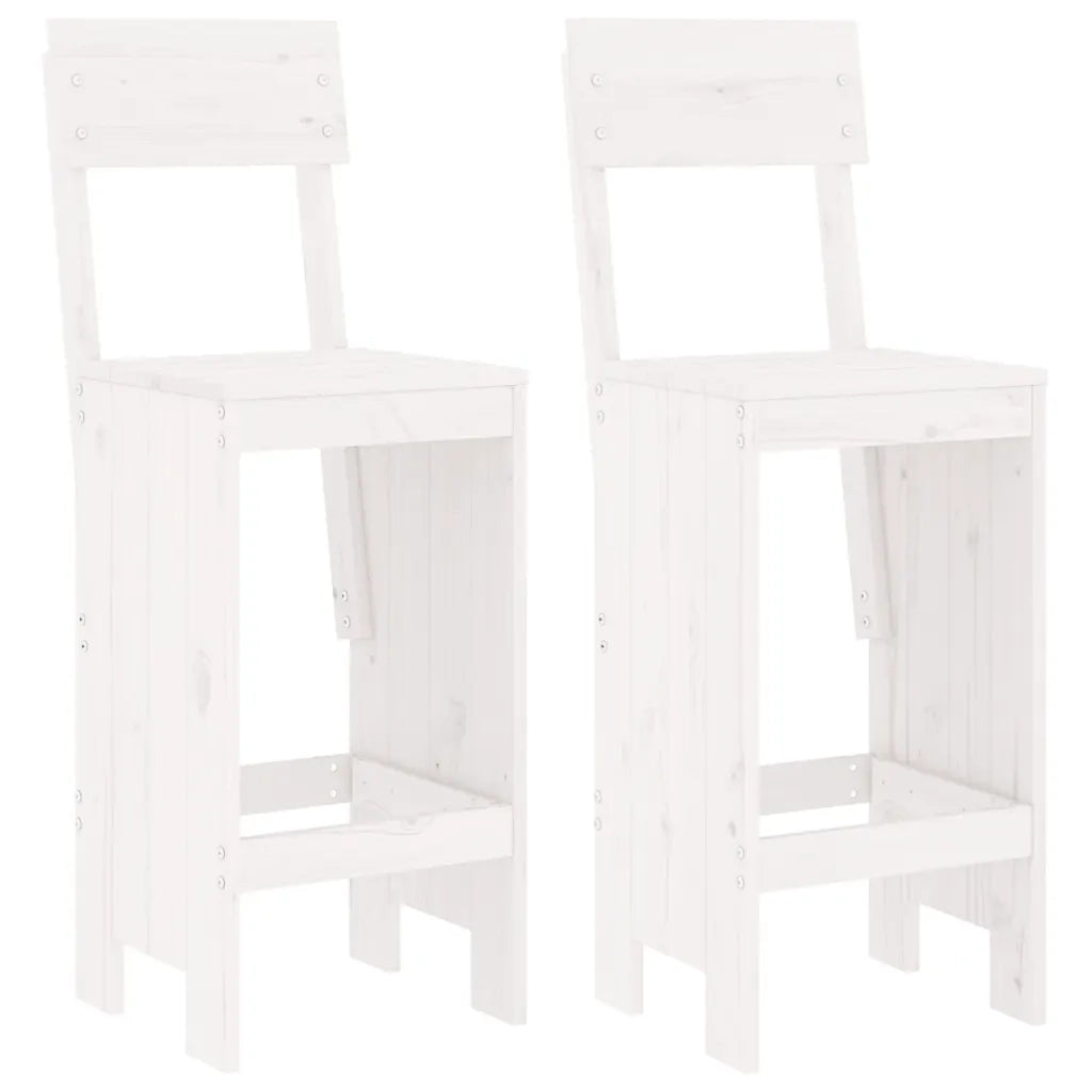 Sgabelli da Bar 2pz Bianchi 40x48,5x115,5cm Legno Massello Pino 825360