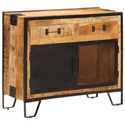 Buffet credenza cassettiera armadio mobile contenitore organizer per cucina soggiorno salotto 80 x 31 x 66 cm legno massello di mango grezzo e metallo marrone 02_0029656