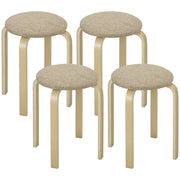 Set 4 Sgabelli Rotondi Impilabili ¨C Xylo ¨C Seduta Imbottita Legno Cucina Beige
