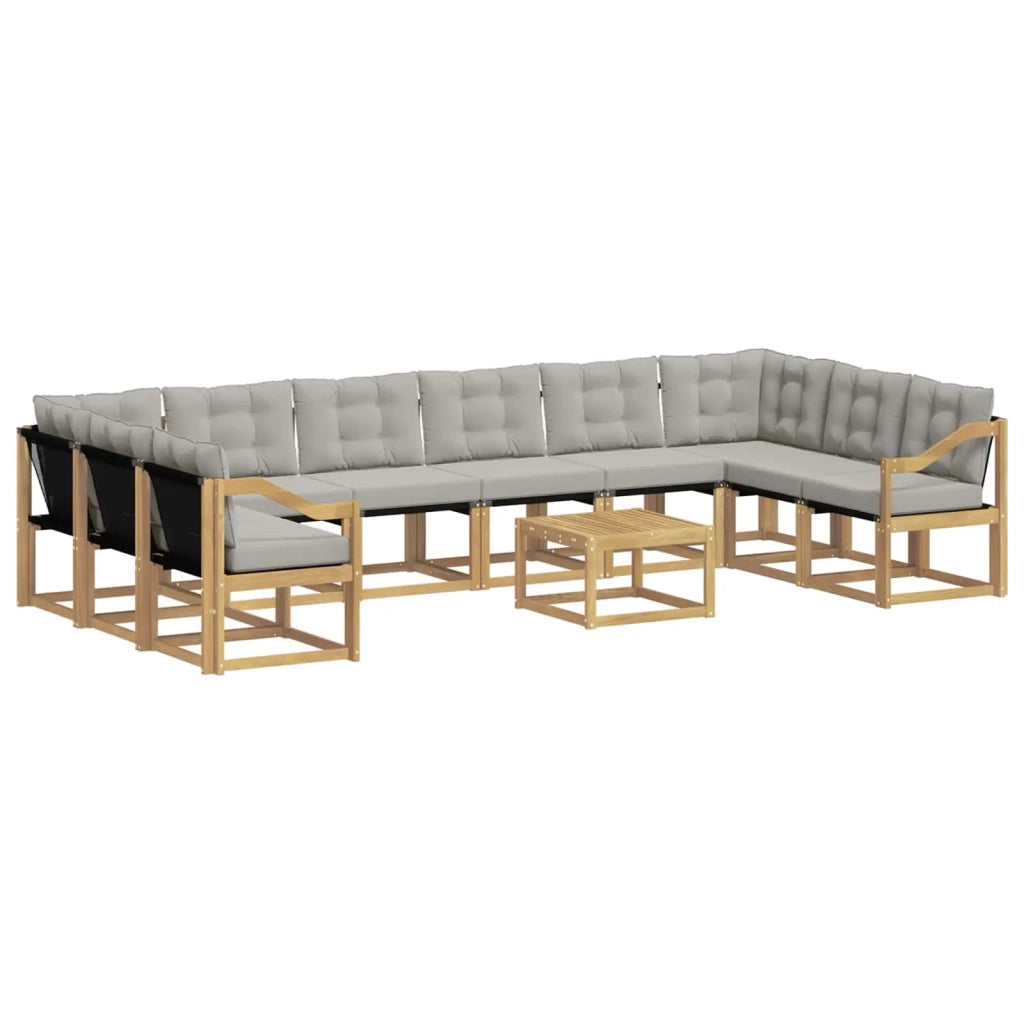 Set di divani da esterno 11 pz Bianco e Grigio Chiaro 3389941